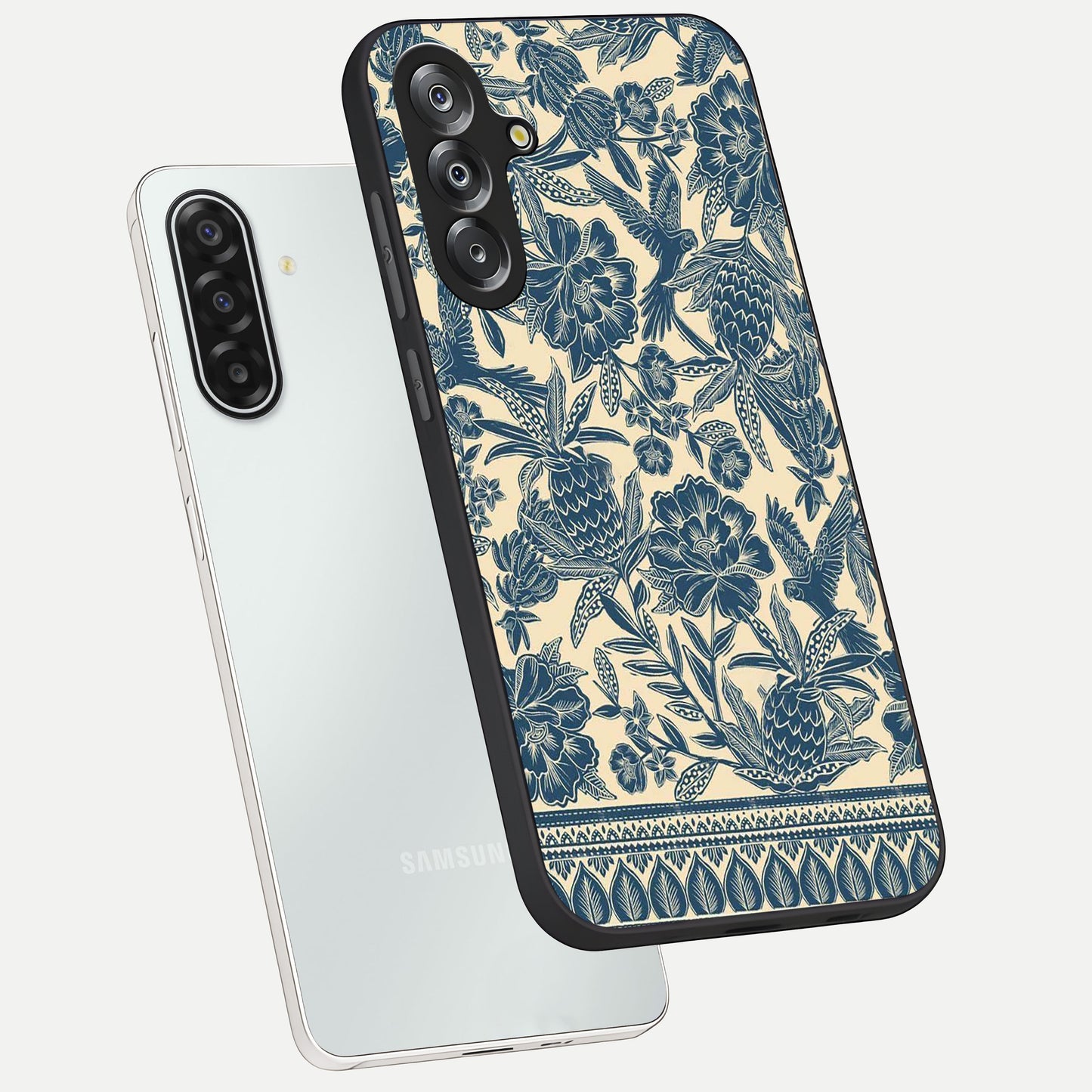 Heirloom Wild Bloom Glass Case displayed in angled mockup highlighting botanical bloom design with classic aesthetic style.