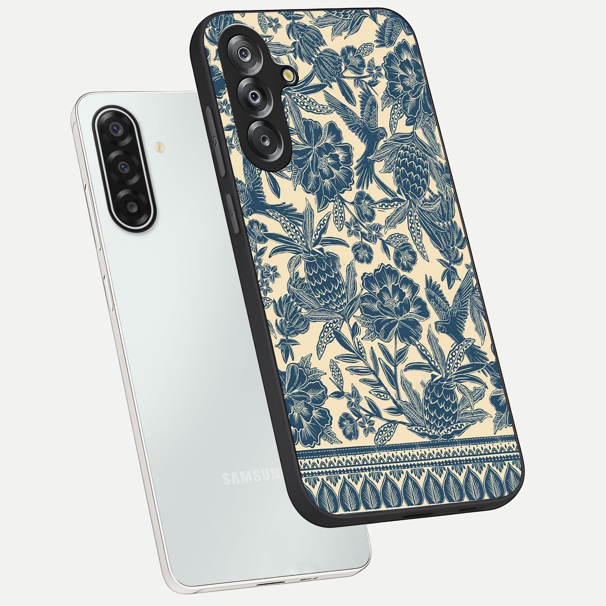 Heirloom Wild Bloom Glass Case displayed in angled mockup highlighting botanical bloom design with classic aesthetic style.