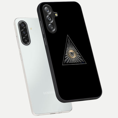 Illuminati Evil Glass Case displayed in angled mockup highlighting dark occult inspired design with bold aesthetic style.