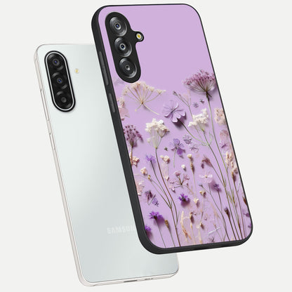 Lavender Blossom Dream Glass Case displayed in angled mockup highlighting dreamy lavender flower design with calming aesthetic style.