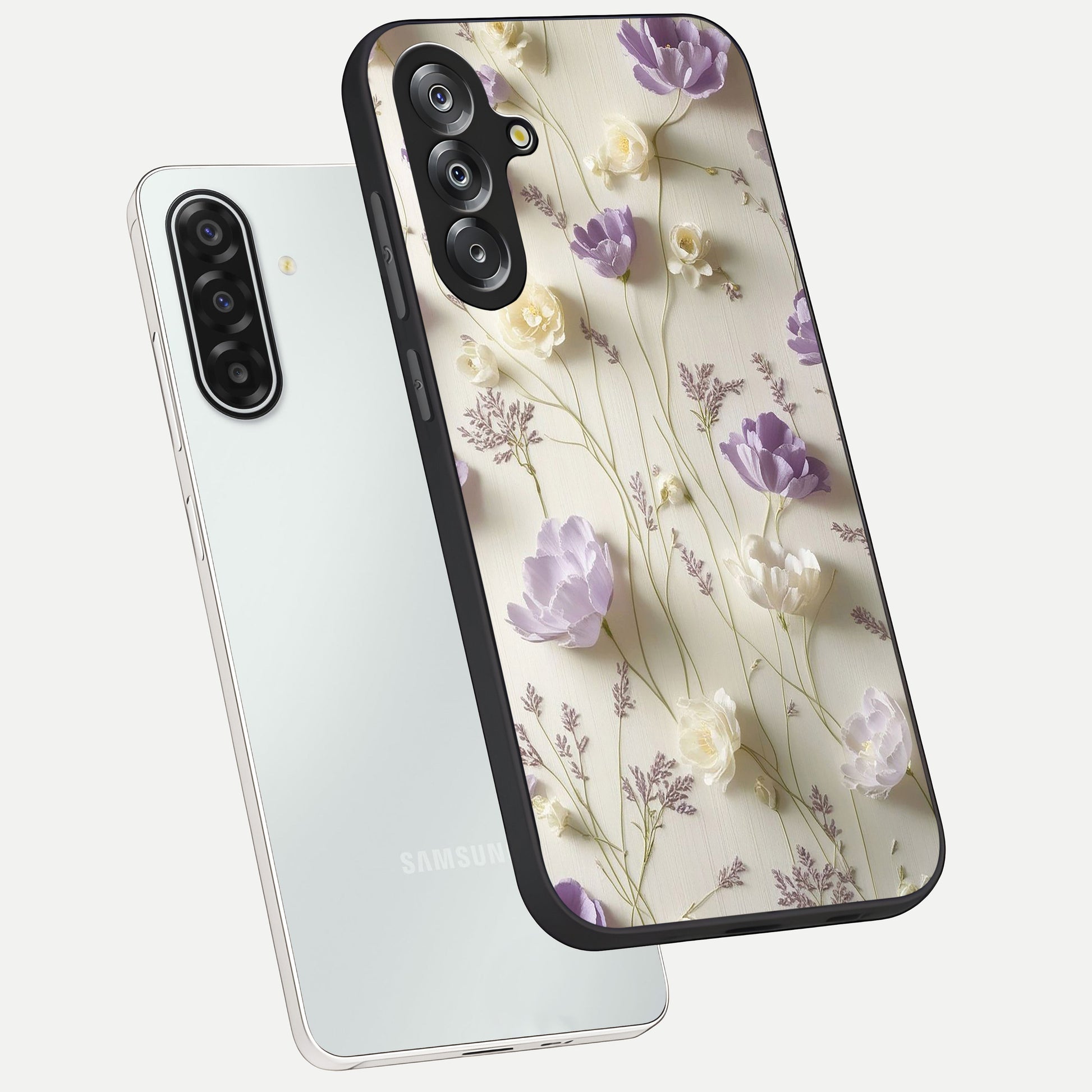 Lilac Breeze Harmony Glass Case displayed in angled mockup highlighting calm lilac breeze design with soothing aesthetic style.