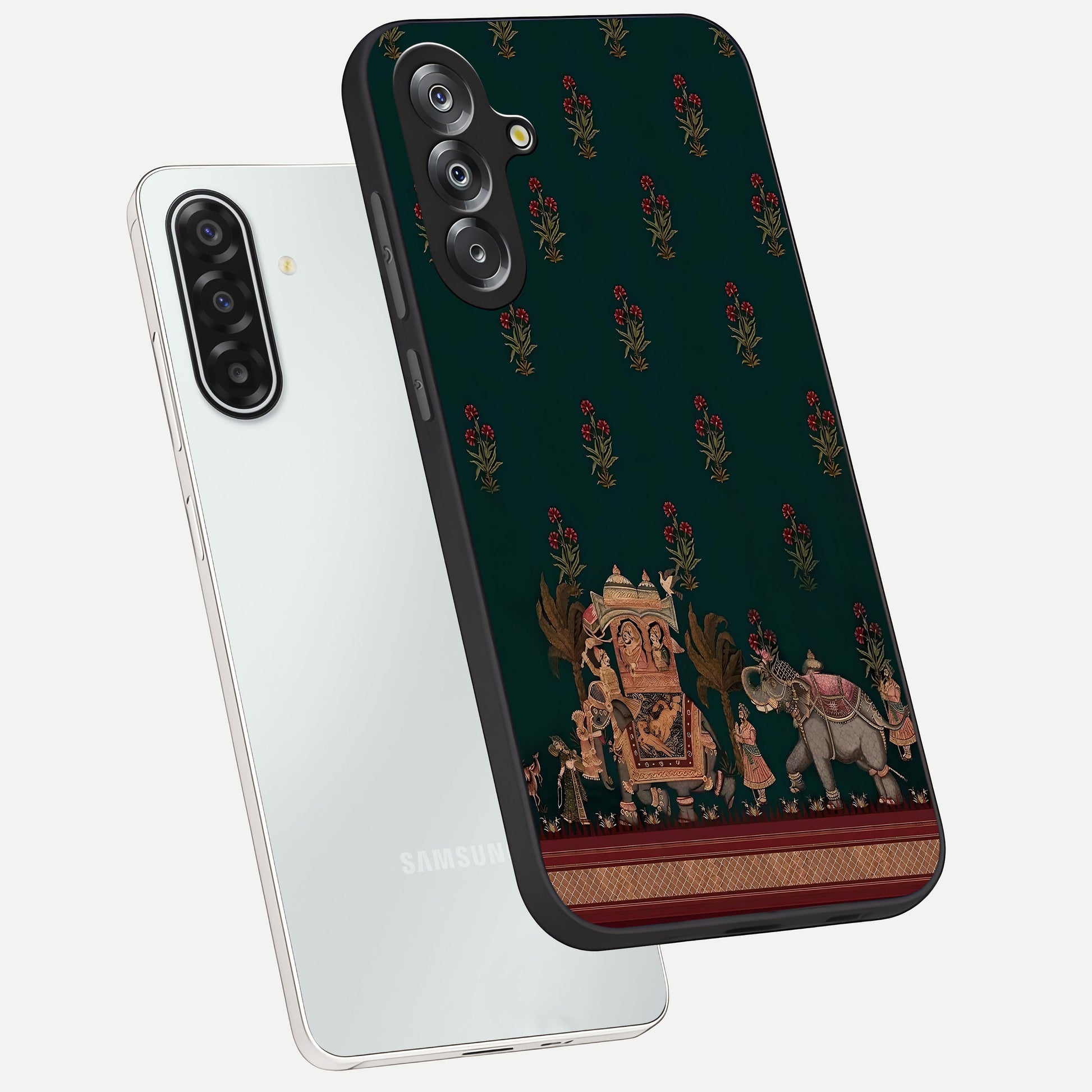 Macmerise Glass Case displayed in angled mockup highlighting trendy graphic design with sleek aesthetic style.