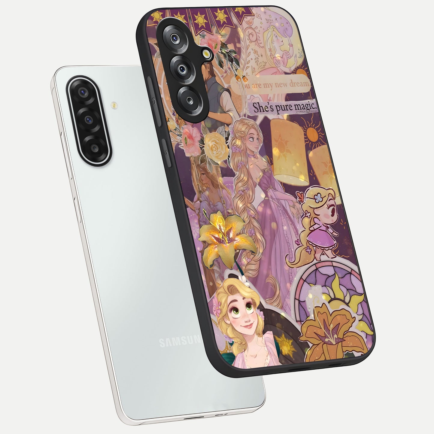 Magical Tangled Dream Glass Case displayed in angled mockup highlighting whimsical fantasy design with magical aesthetic.