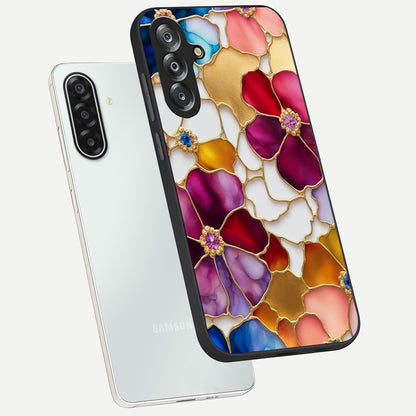 Marble Flower Pattern Glass Case displayed in angled mockup highlighting elegant marble floral design with modern aesthetic.