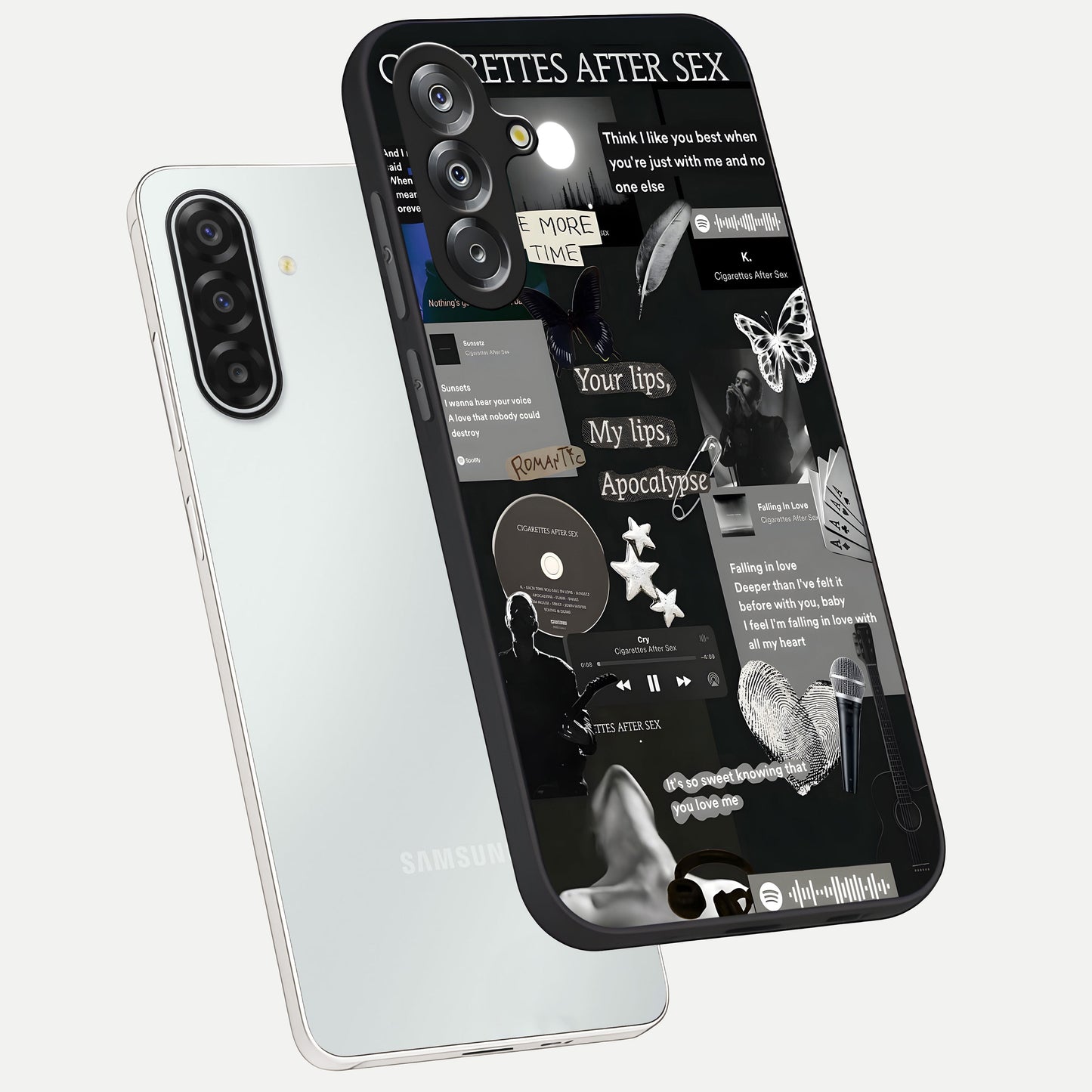 Midnight Love Echo Glass Case displayed in angled mockup highlighting elegant love inspired design with deep aesthetic style.