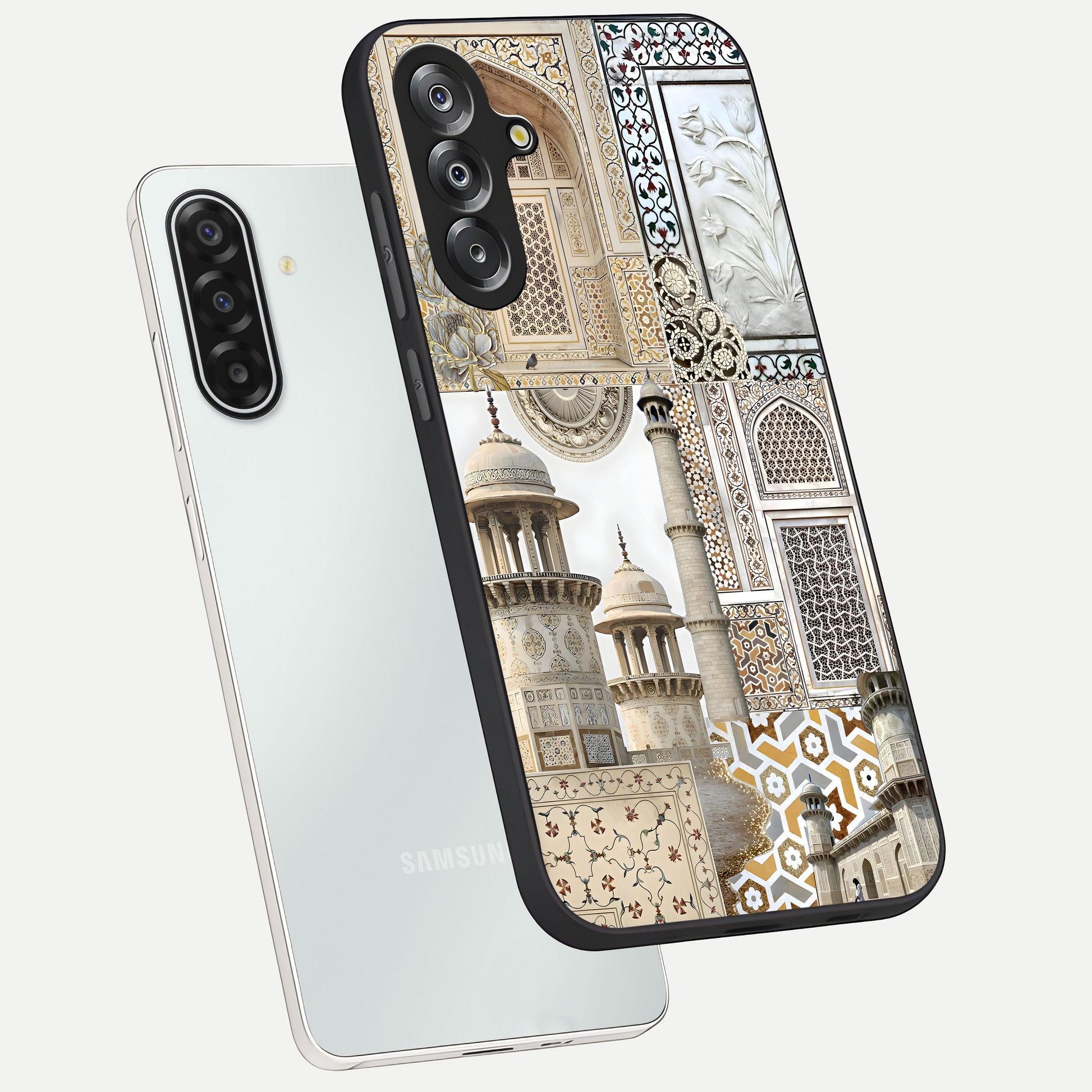 Mughal Marble Legacy Glass Case displayed in angled mockup highlighting elegant heritage marble artwork with royal aesthetic.