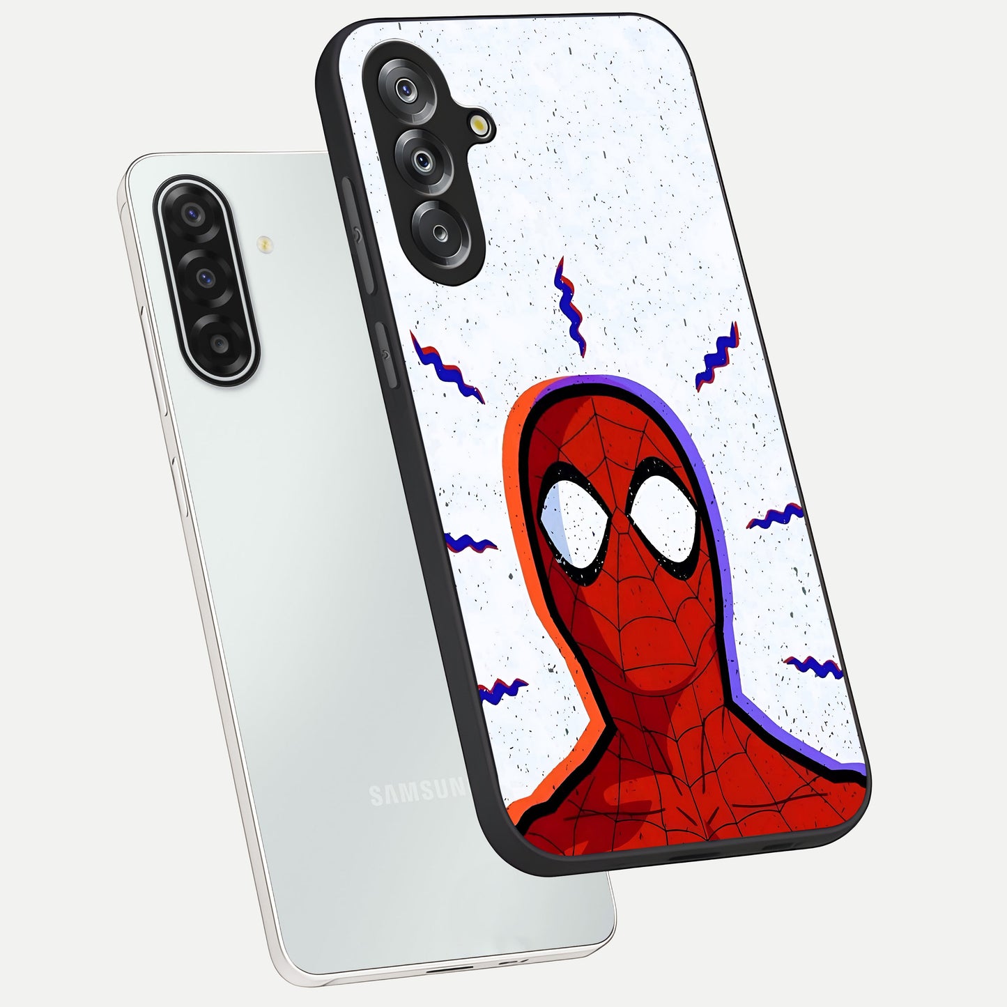 Omg Spiderman Glass Case displayed in angled mockup highlighting dynamic hero illustration with action comic aesthetic.