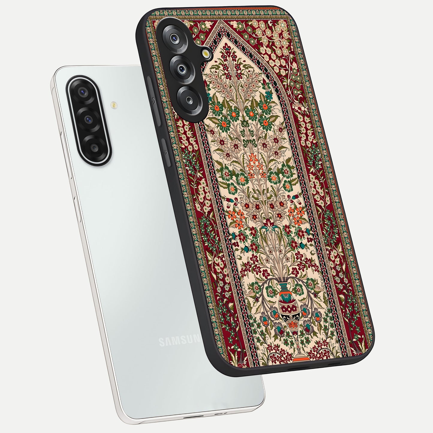 Persian Inspired Glass Case displayed in angled mockup highlighting intricate traditional design with elegant cultural aesthetic.