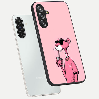 Pink Panther Glass Case displayed in angled mockup highlighting playful cartoon character design with vibrant pink aesthetic.