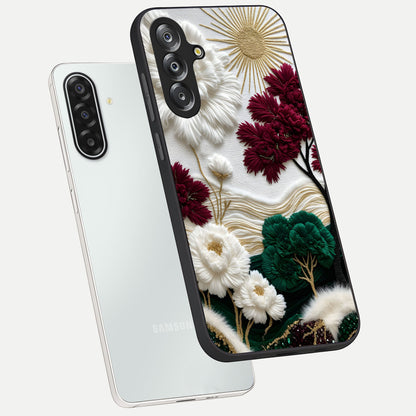 Radiant Bloom Elegance Glass Case displayed in angled mockup highlighting graceful floral design with radiant aesthetic style.