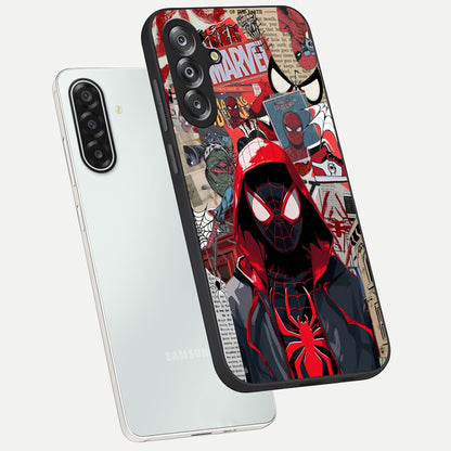 Spider Collage Street Glass Case displayed in angled mockup highlighting dynamic street style collage design with comic aesthetic.