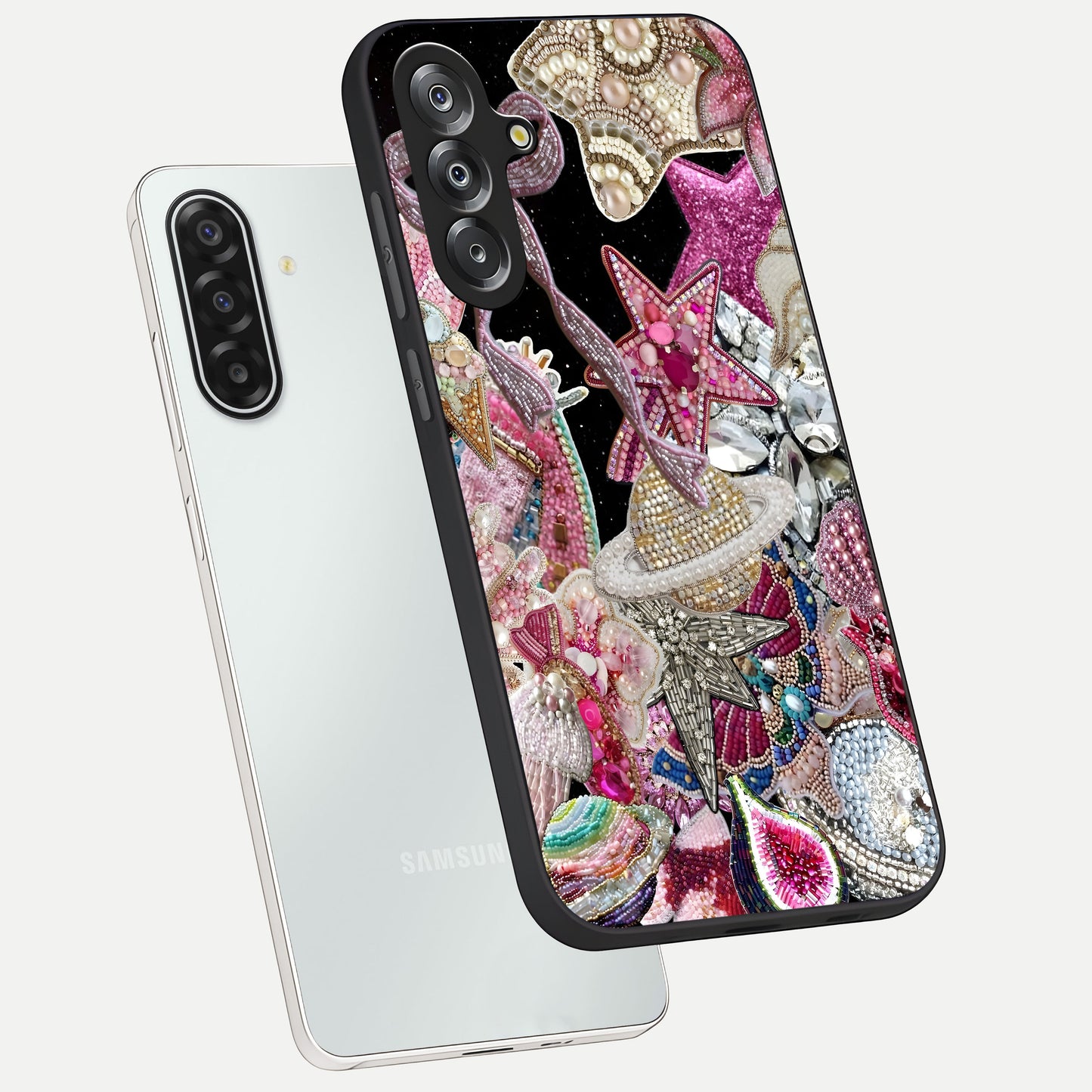 Starlit Jewel Dream Glass Case displayed in angled mockup highlighting glowing celestial jewel design with dreamy aesthetic.