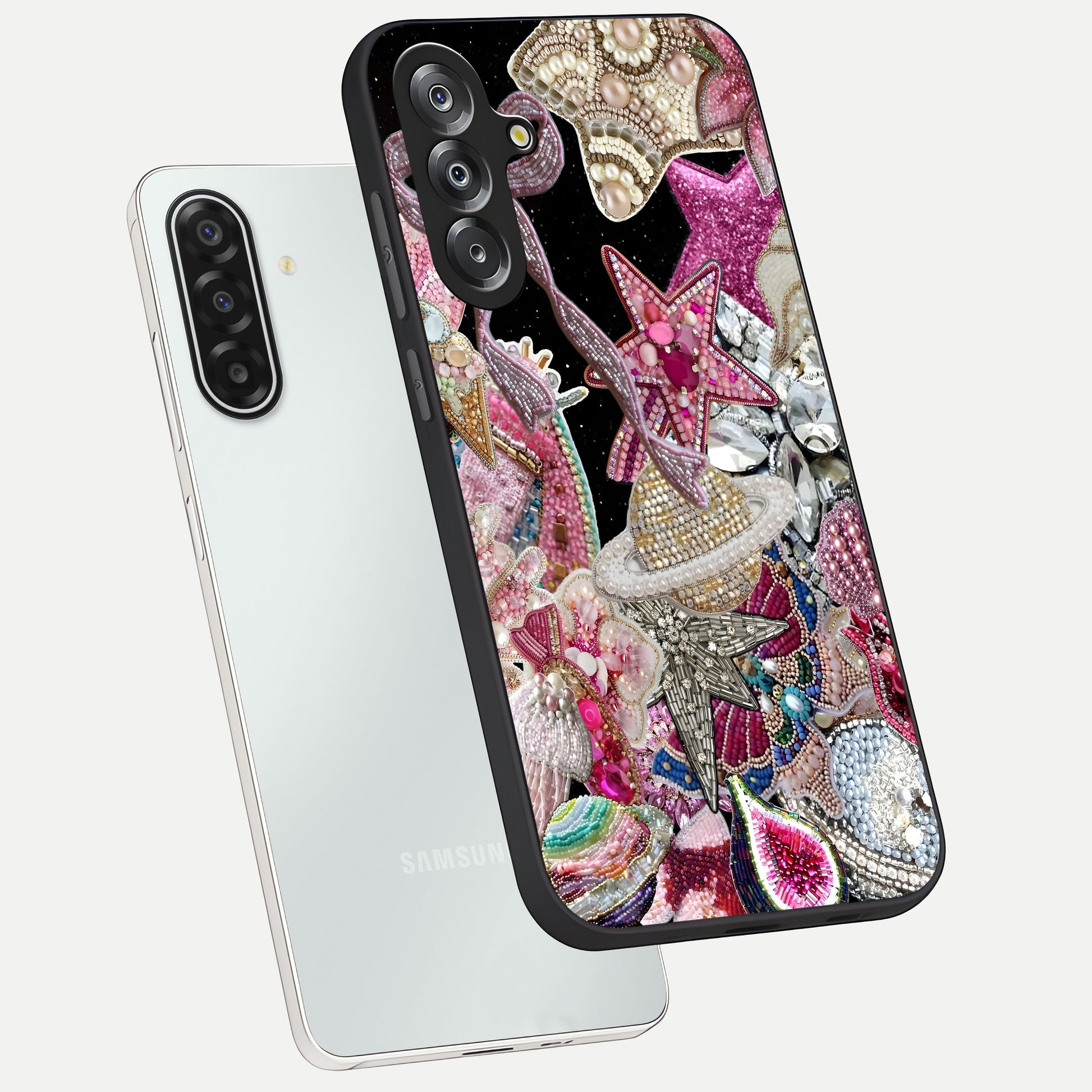Starlit Jewel Dream Glass Case displayed in angled mockup highlighting glowing celestial jewel design with dreamy aesthetic.