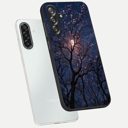 Twilight Sakura Serenade Glass Case displayed in angled mockup highlighting delicate sakura flower design with dreamy aesthetic.