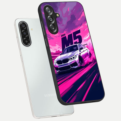 Velocity Drift Pulse Glass Case displayed in angled mockup highlighting dynamic drift design with sporty automotive aesthetic.