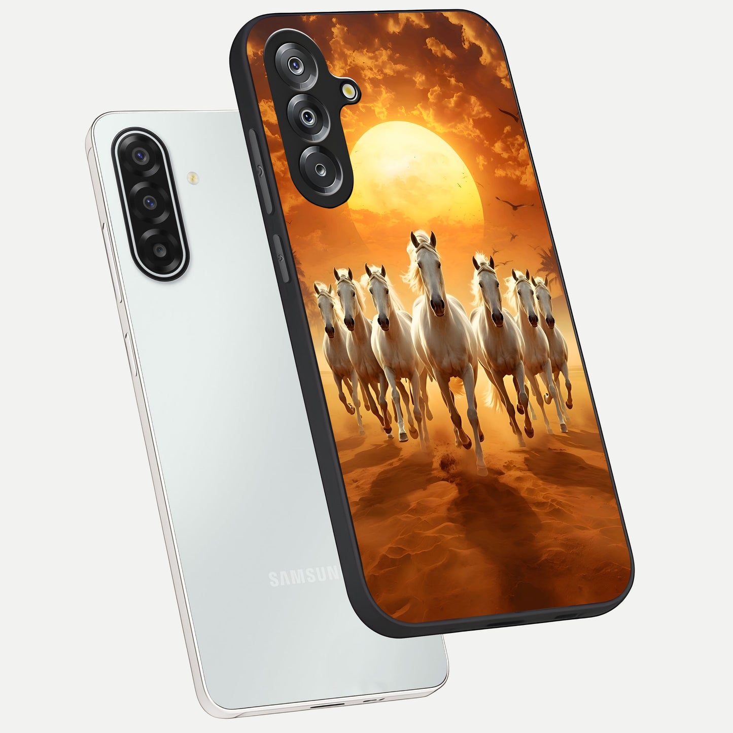 Wild Sunset Majesty Glass Case displayed in angled mockup highlighting vibrant sunset sky design with scenic aesthetic.
