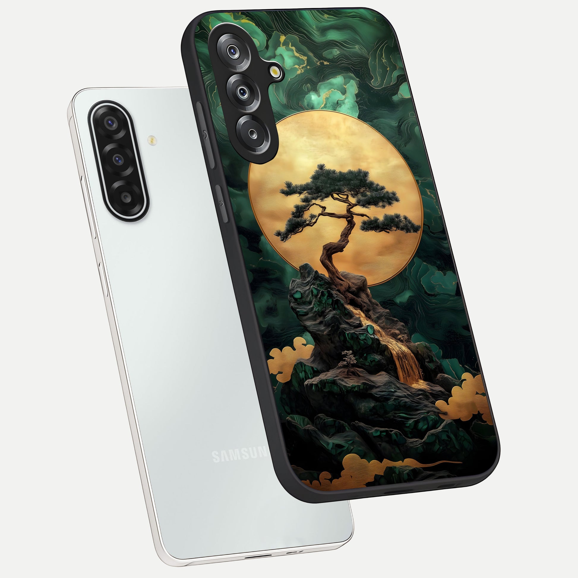 Zen Moon Rise Glass Case displayed in angled mockup highlighting peaceful lunar design with zen aesthetic style.