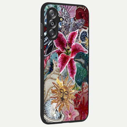 Beaded Garden Fantasy Glass Case upright view showcasing whimsical garden aesthetic with artistic bead details.