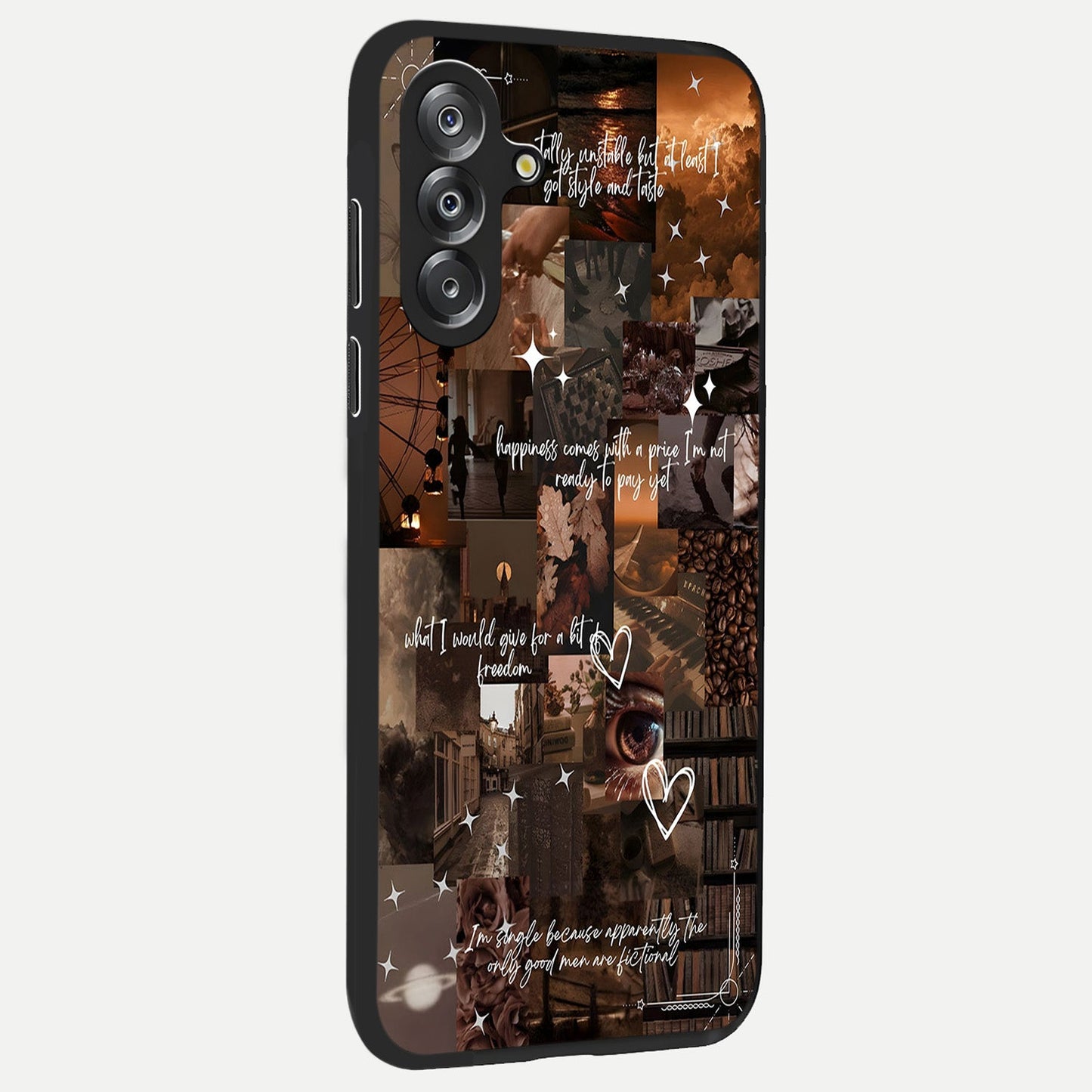Bittersweet Aesthetic Chaos Glass Case upright view showcasing bold artistic chaos design with modern aesthetic style.