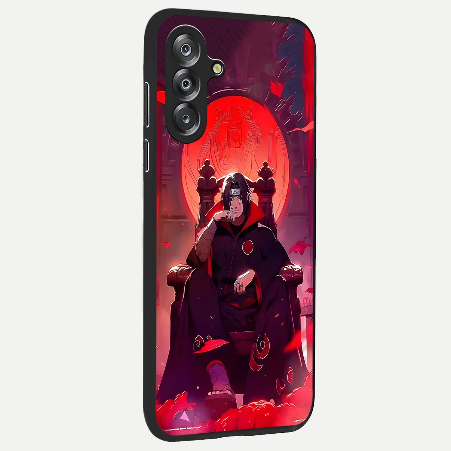 Blood Moon Sovereign Glass Case upright view showcasing powerful moon inspired artwork with cosmic aesthetic style.