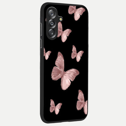 Butterfly Pattern Glass Case upright view showcasing graceful butterfly artwork with soft decorative theme.