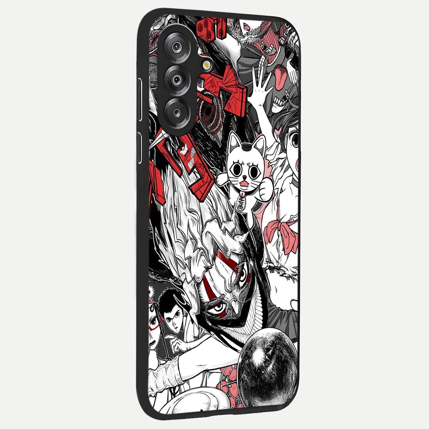 Crimson Chaos Panel Glass Case upright view showcasing intense crimson artwork with dramatic aesthetic style.