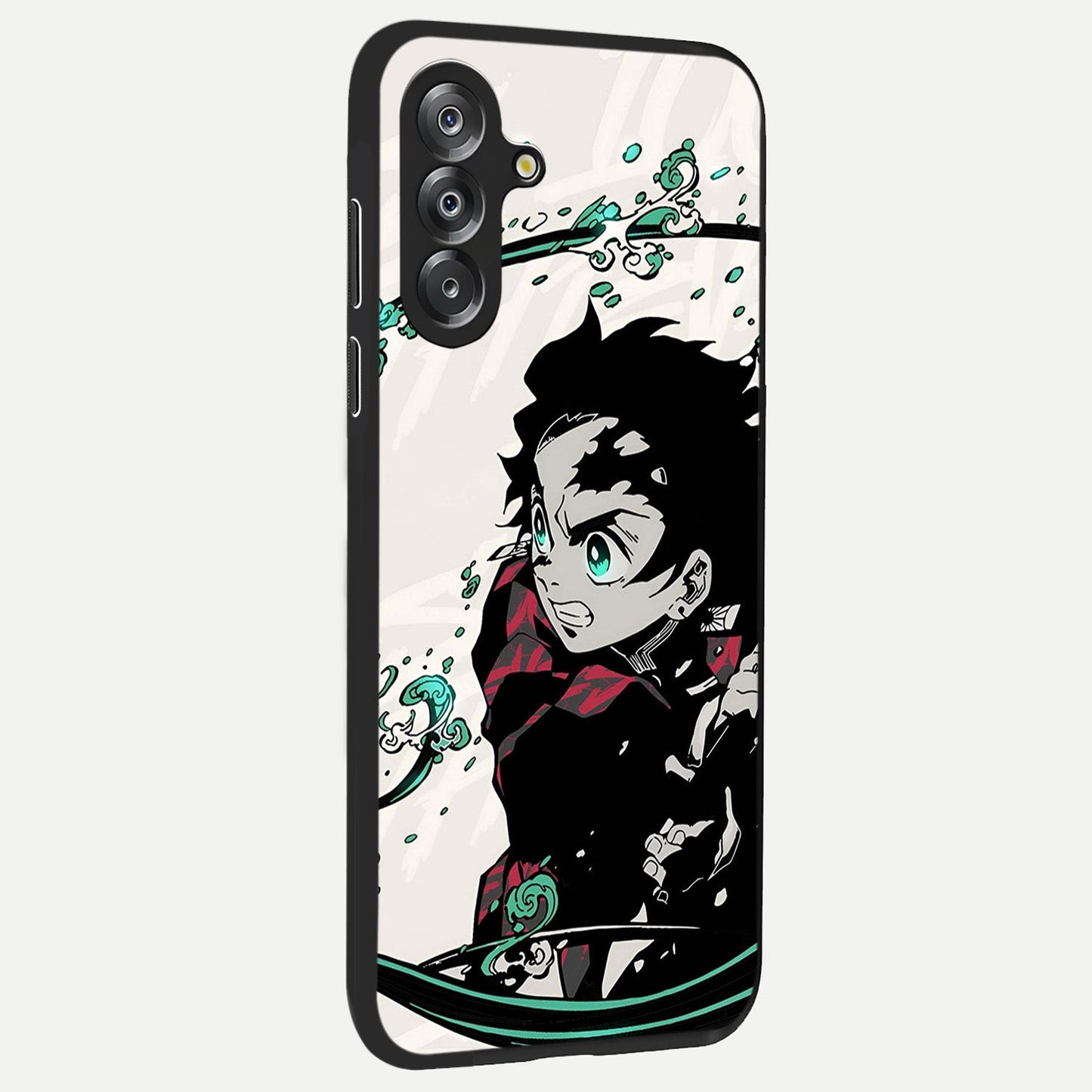 Demon Slayer Glass Case upright view showcasing powerful anime artwork with intense warrior theme.