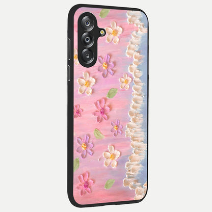 Dreamy Painted Garden Glass Case upright view showcasing vibrant floral garden artwork with artistic nature theme.