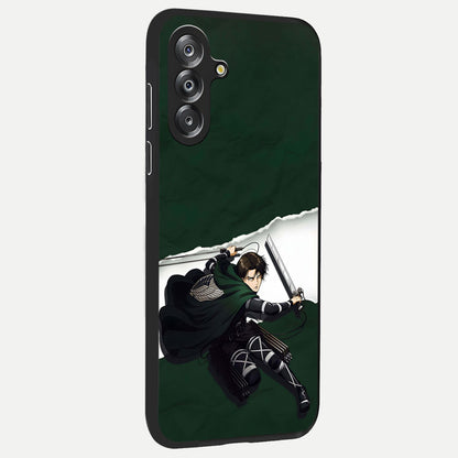 Emerald War Vanguard Glass Case upright view showcasing dramatic warrior artwork with bold fantasy theme.