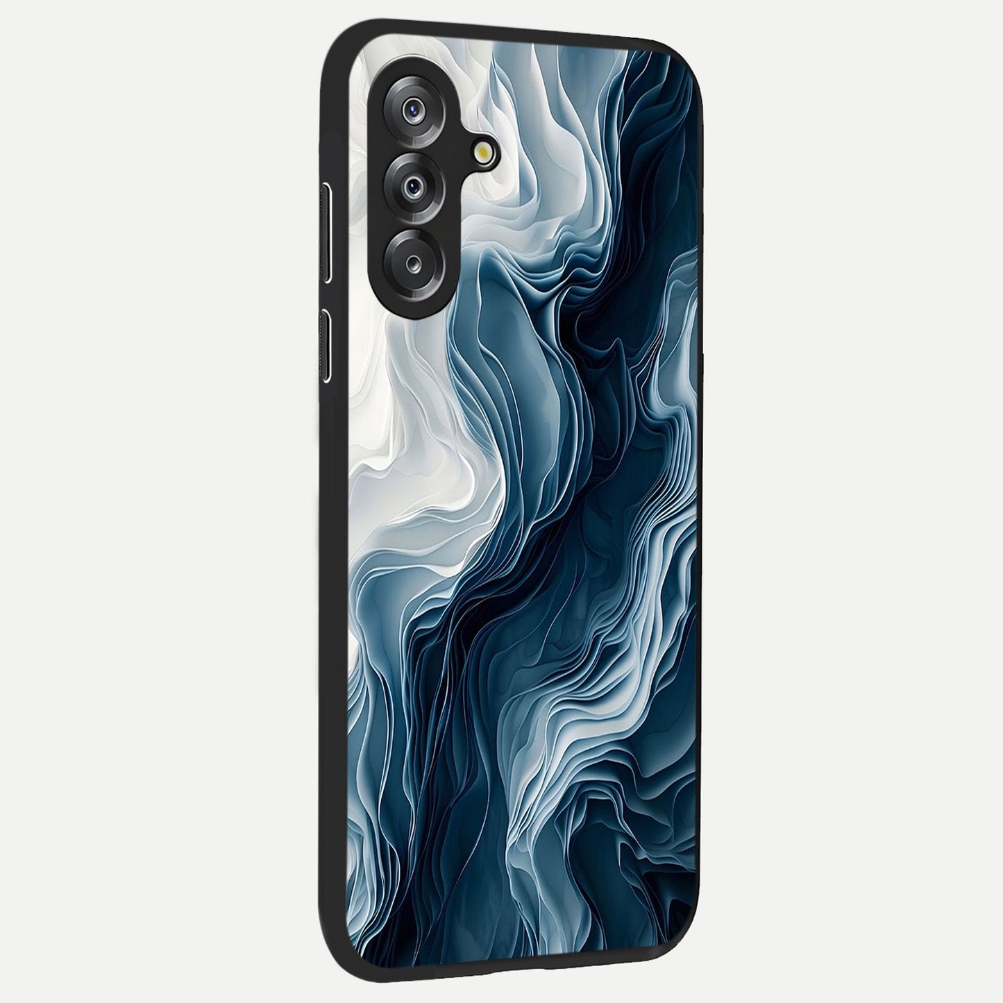 Ethereal Paper Marble Glass Case upright view showcasing smooth marble artwork with refined minimalist theme.