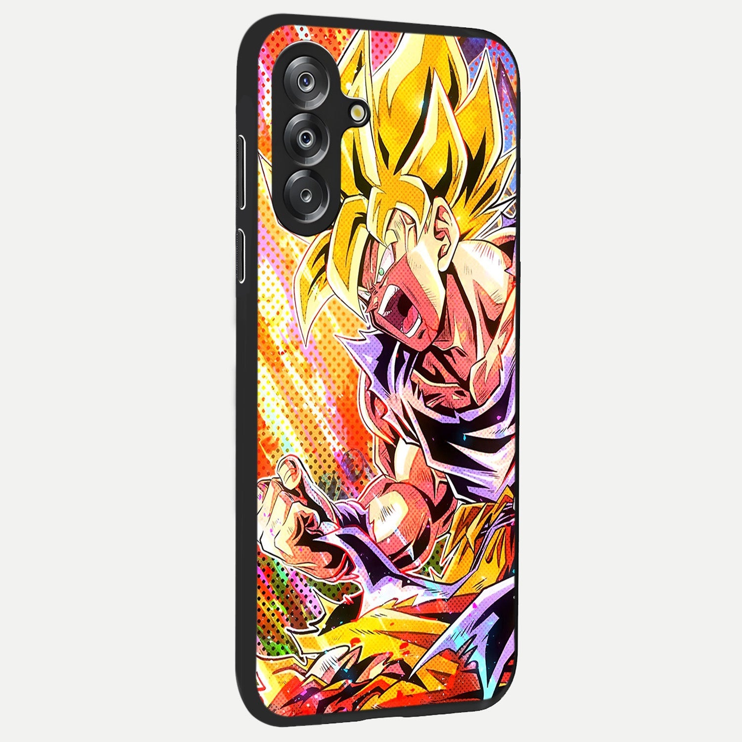 Firing Goku Glass Case upright view showcasing energetic anime artwork with bold warrior theme.