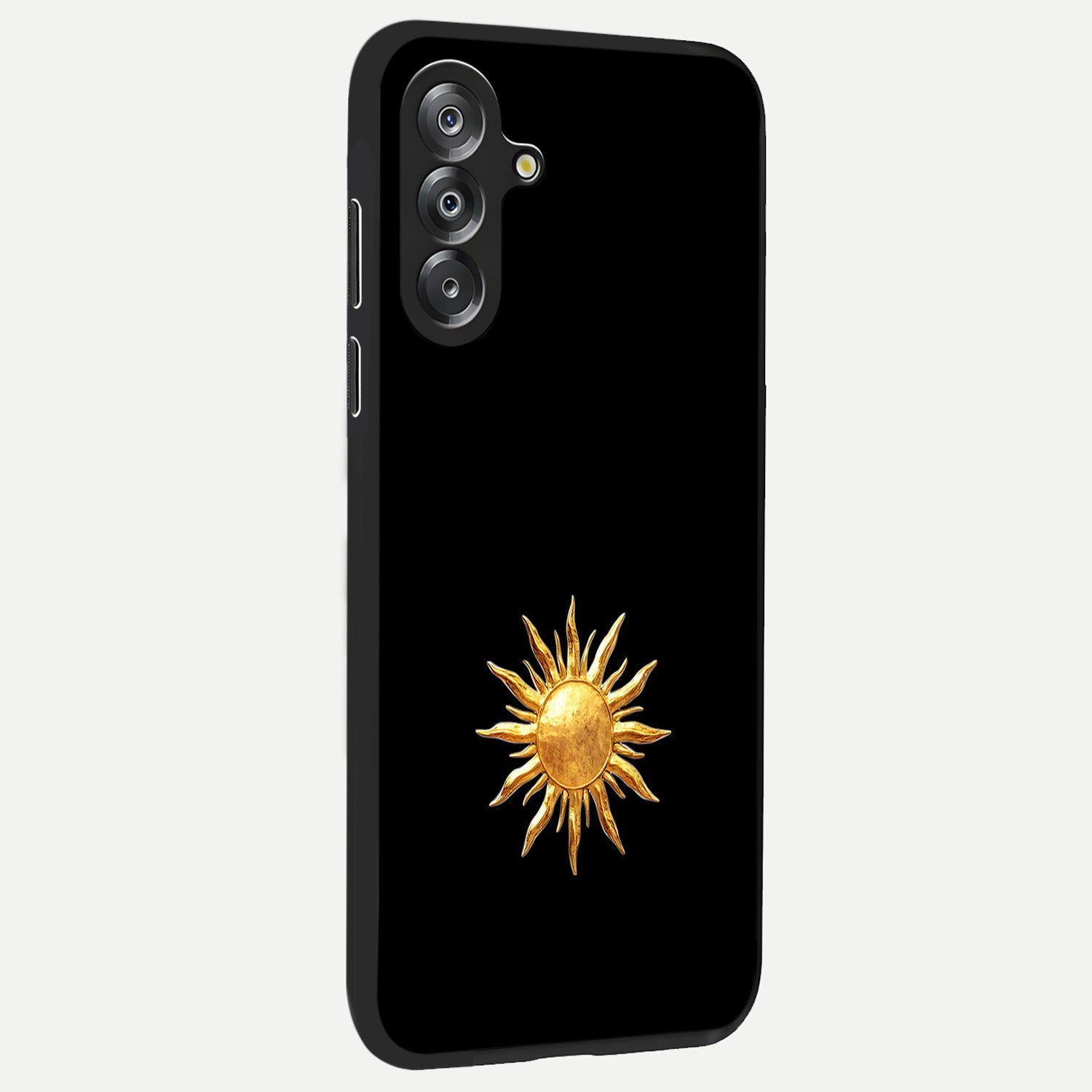 Golden Sun Minimalism Glass Case upright view showcasing haunting graveyard artwork with dramatic dark theme.