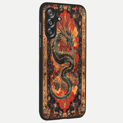 Inferno Dragon Soul Glass Case upright view showcasing intense dragon artwork with fantasy fire theme.