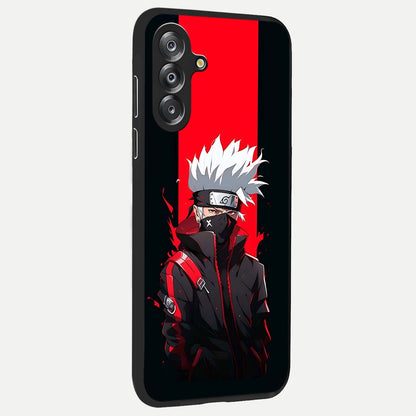 Kakashi Scarlet Shadow Glass Case upright view showcasing intense anime ninja artwork with dark action theme.