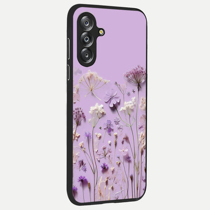 Lavender Blossom Dream Glass Case upright view showcasing delicate lavender blossom artwork with peaceful floral theme.