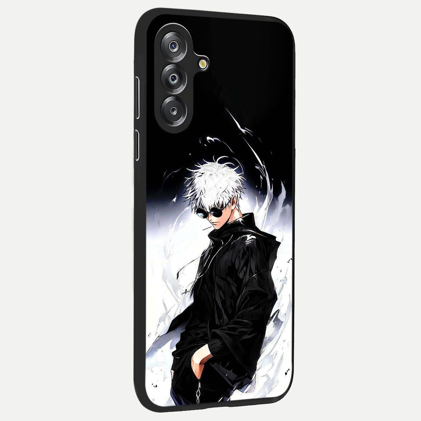 Limitless Shadow King Glass Case upright view showcasing bold shadow warrior artwork with epic fantasy theme.
