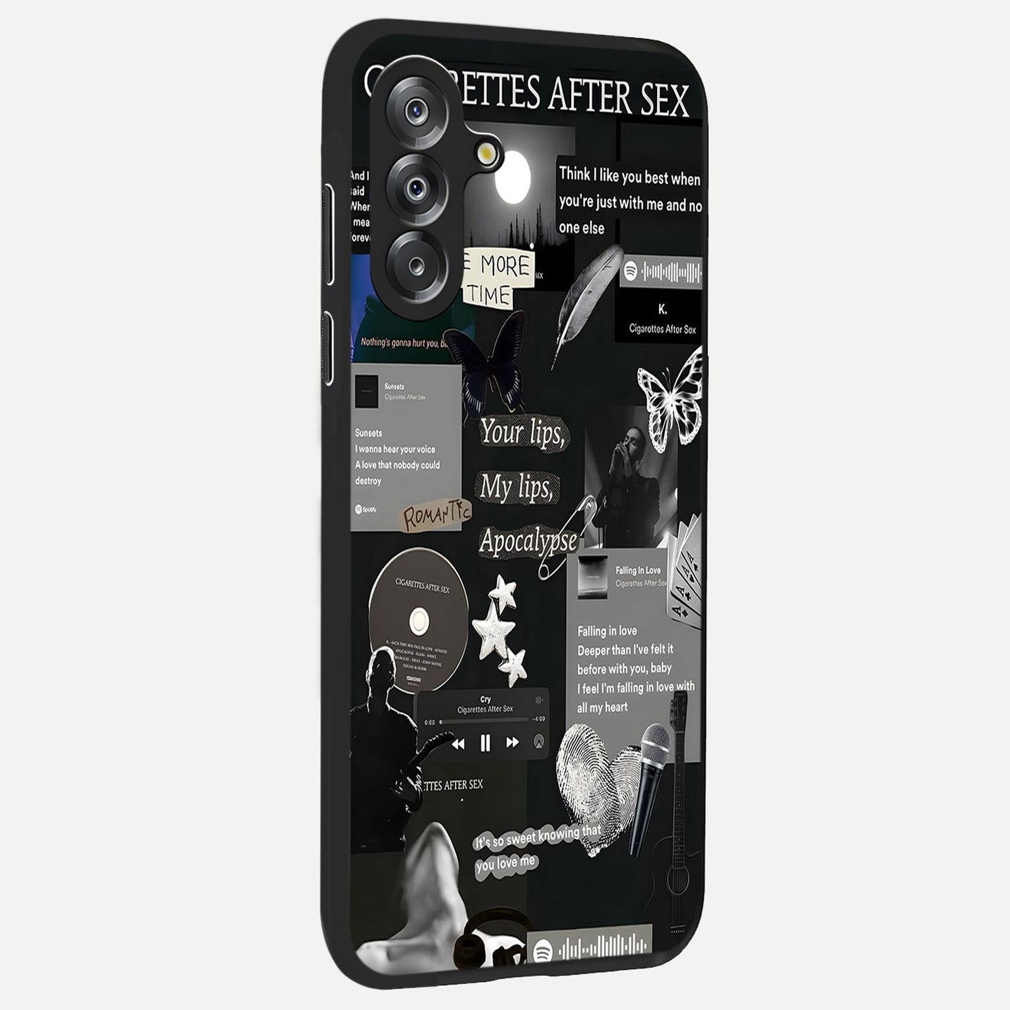 Midnight Love Echo Glass Case upright view showcasing expressive romantic artwork with dreamy midnight theme.