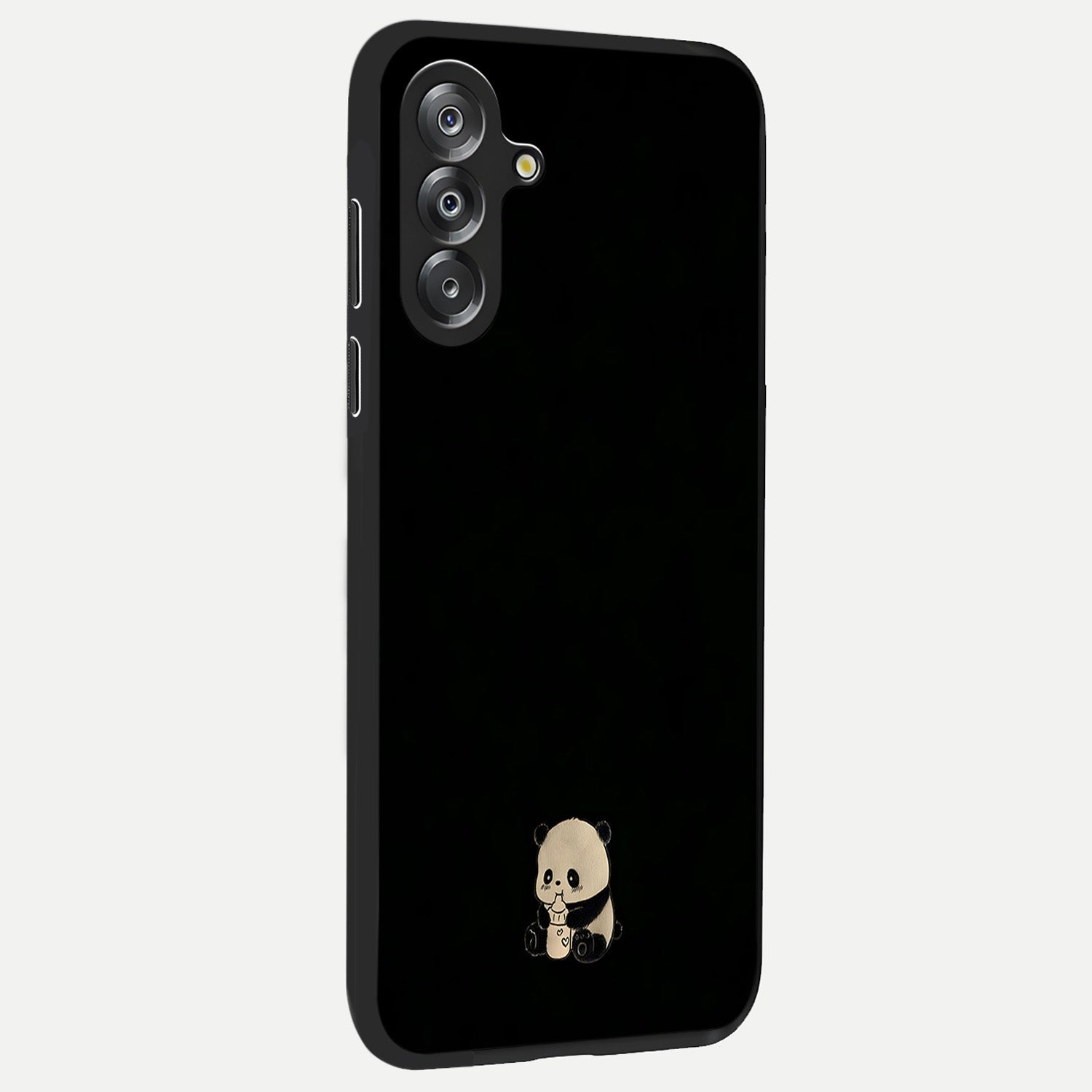 Midnight Panda Love Glass Case upright view showcasing charming panda artwork with playful romantic theme.