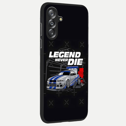 Midnight Racing Legacy Glass Case upright view showcasing powerful racing artwork with modern sports theme.