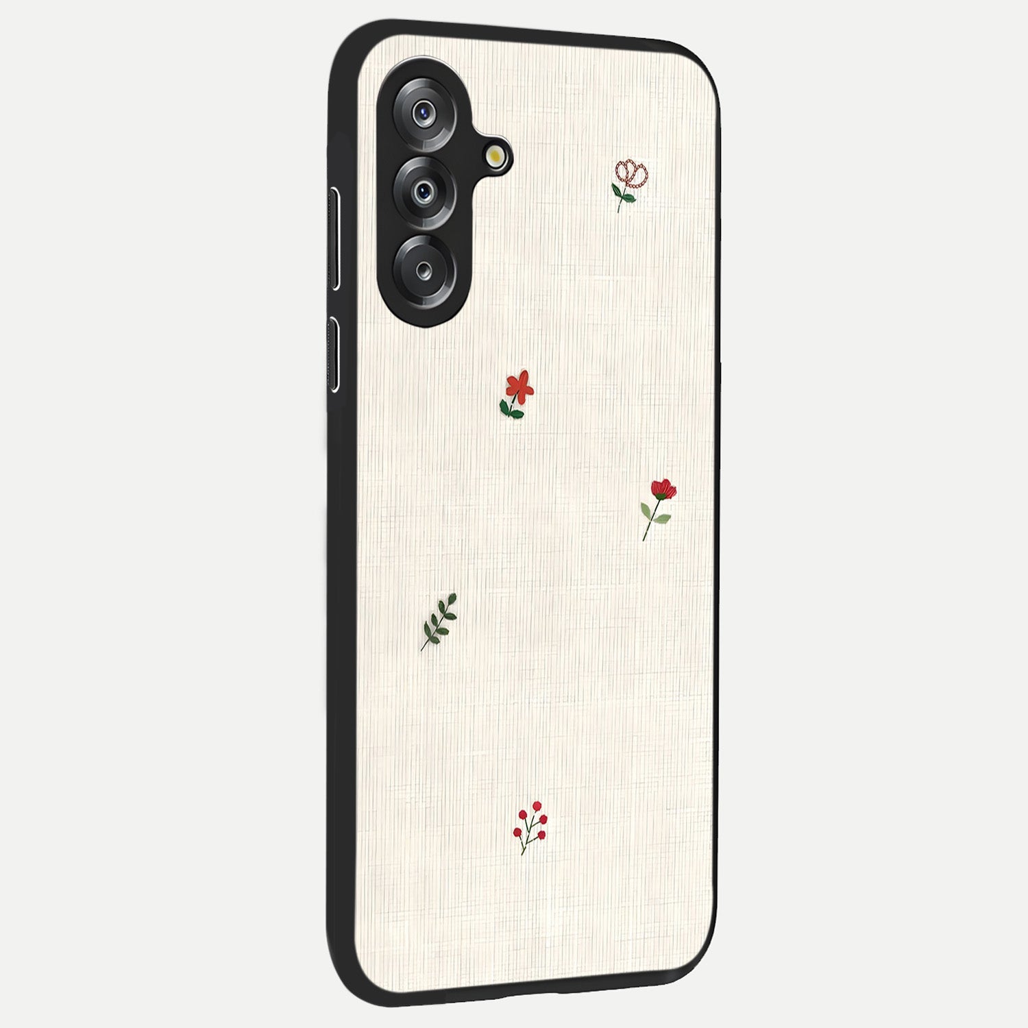 Minimalistic Blue With White Flower Pattern Glass Case upright view showcasing clean white flower artwork with calming blue theme.