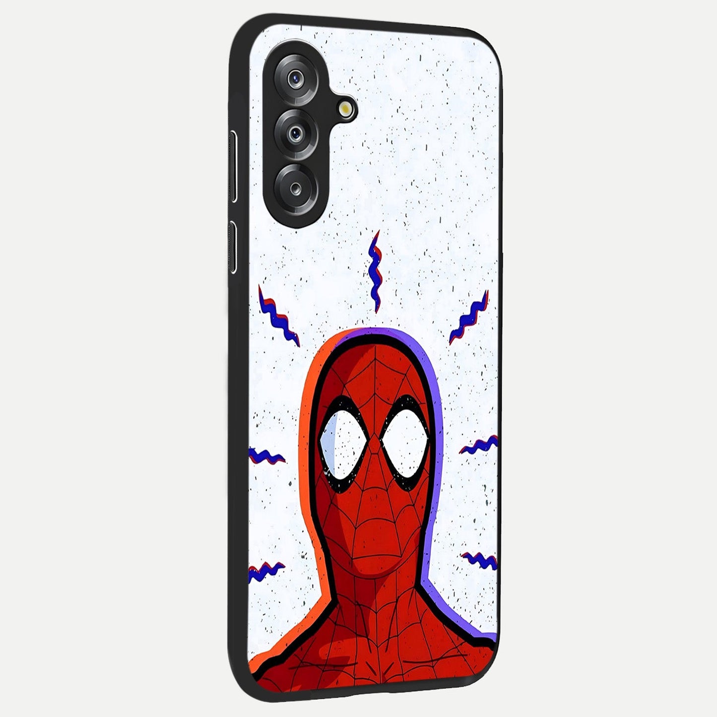 Omg Spiderman Glass Case upright view showcasing energetic superhero artwork with vibrant comic theme.