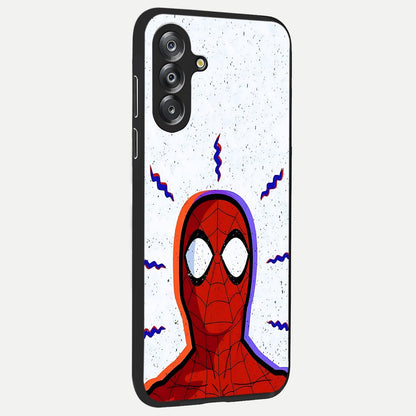 Omg Spiderman Glass Case upright view showcasing energetic superhero artwork with vibrant comic theme.