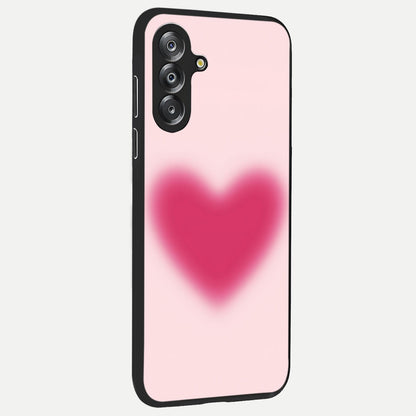 Pink Aura Heart Glass Case upright view showcasing romantic heart artwork with soft pastel theme.