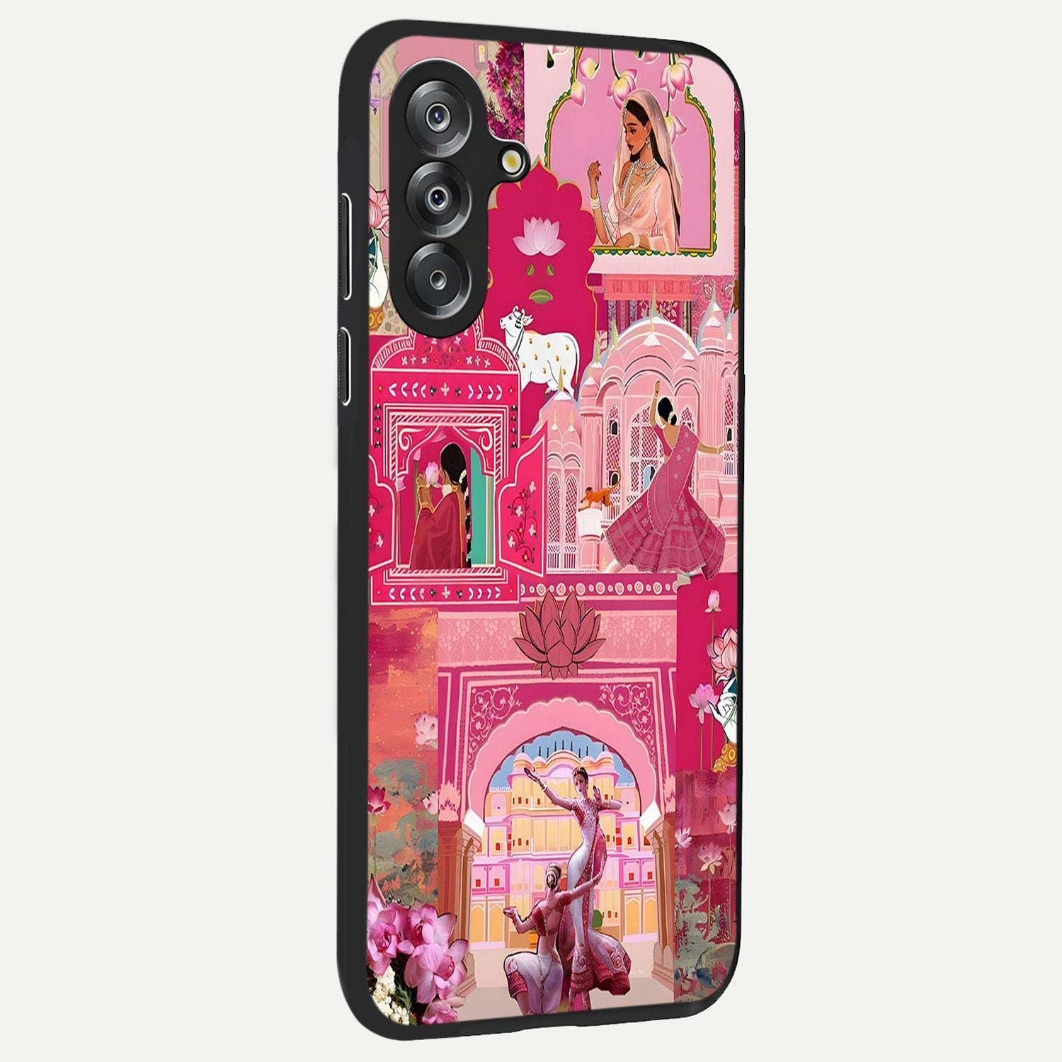 Pink Palace Muse Glass Case upright view showcasing artistic palace artwork with graceful royal theme.