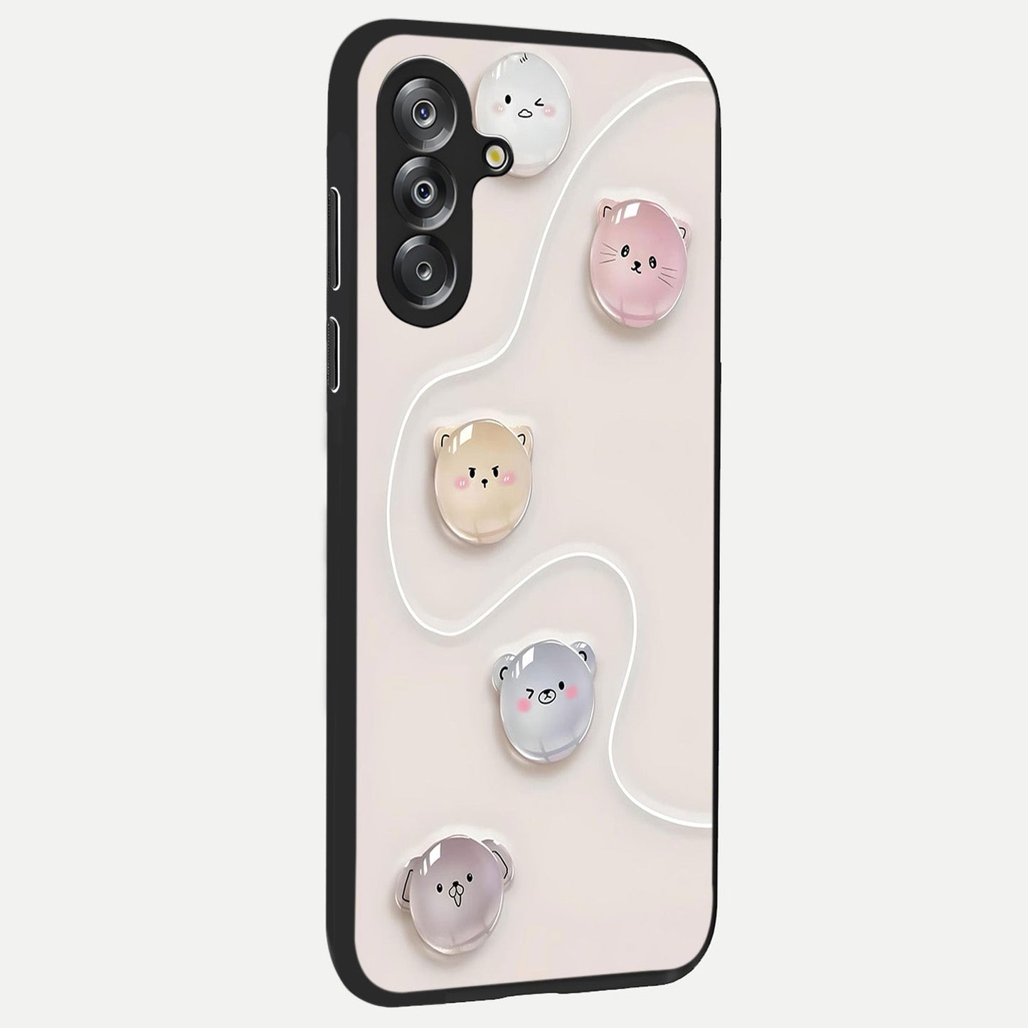 Puffy Face Parade Glass Case upright view showcasing adorable character artwork with cheerful animated theme.