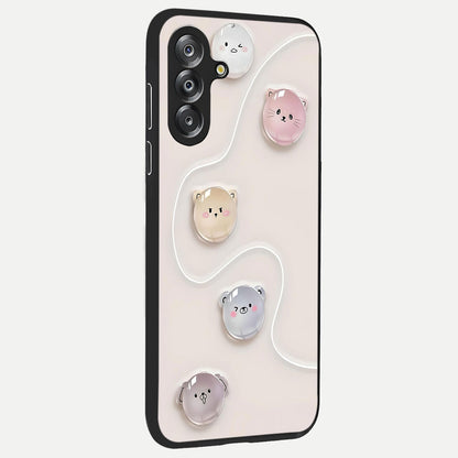 Puffy Face Parade Glass Case upright view showcasing adorable character artwork with cheerful animated theme.