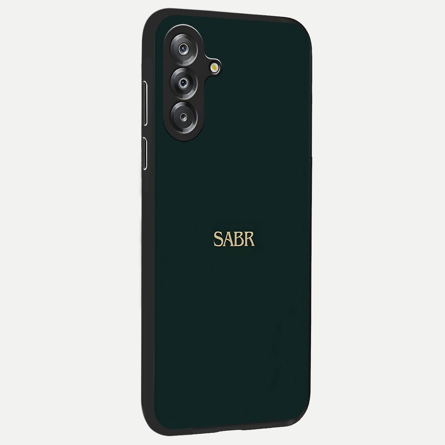 Sabr Minimal Patience Glass Case upright view showcasing calm minimalist artwork with motivational patience theme.