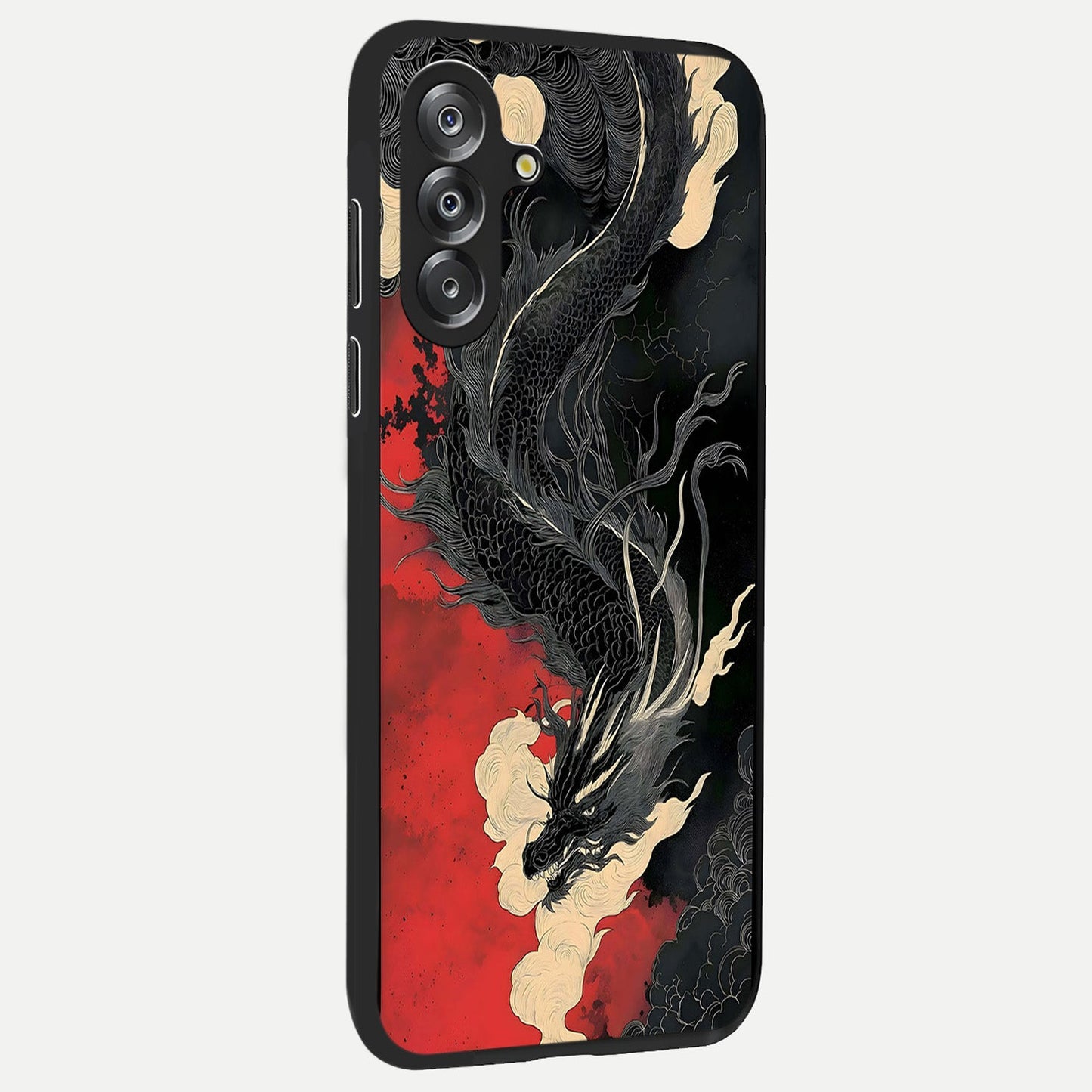 Shadow Dragon Fury Glass Case upright view showcasing intense dragon artwork with dramatic shadow theme.