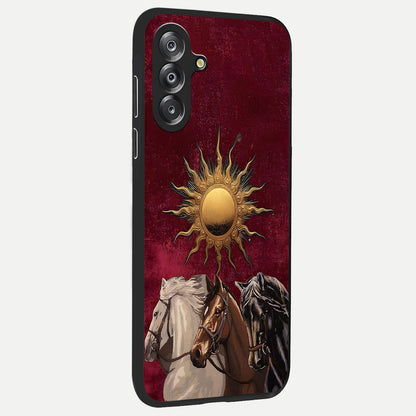 Solar Riders Glass Case upright view showcasing energetic rider artwork with bold adventure theme.