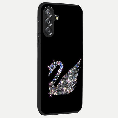 Starlit Swan Grace Glass Case upright view showcasing beautiful swan artwork with peaceful night themed design.
